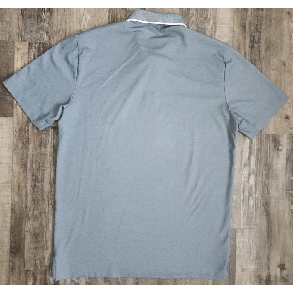 Theory Polo Shirt Mens Medium Blue Urban Pique Tipped Collar Short Sleeve - Picture 4 of 5